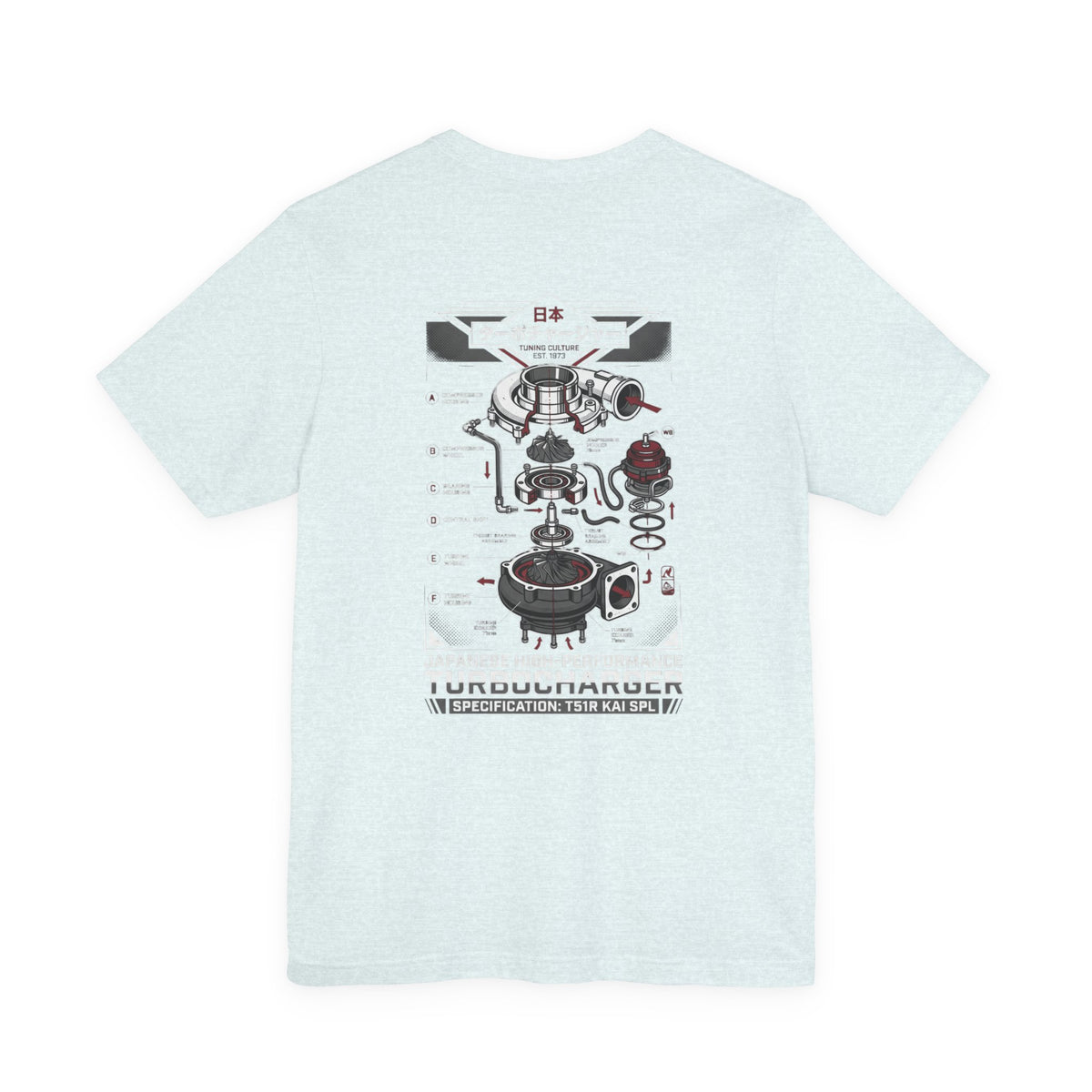 Turbocharger Diagram T-Shirt — Engine Blueprint Graphic Tee | MPM Tuning Design