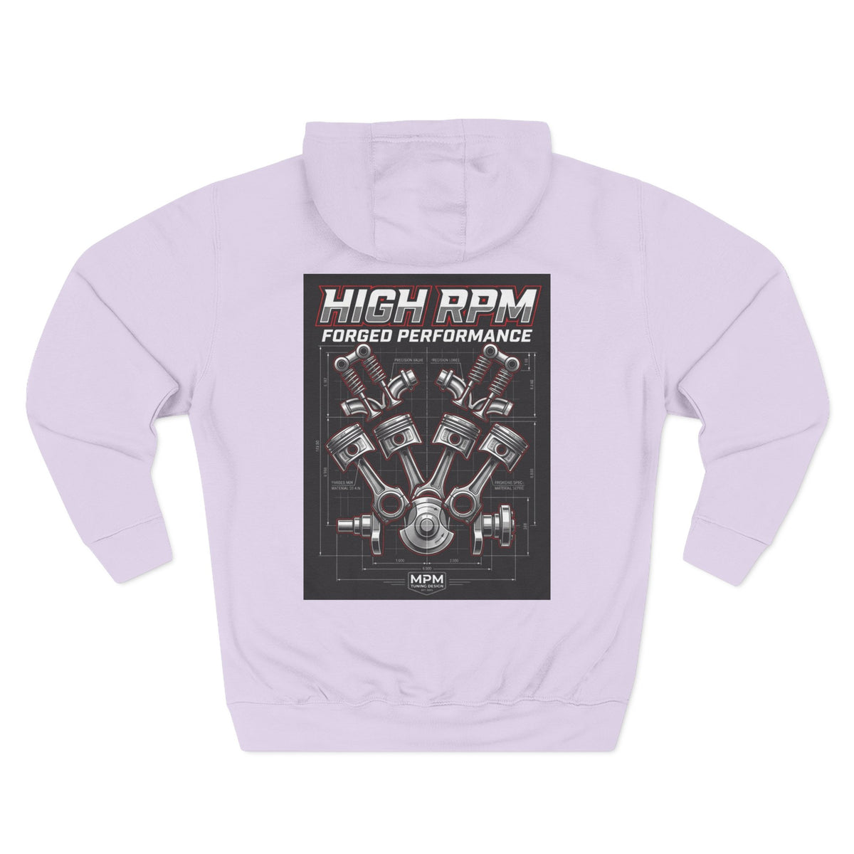 High RPM Hoodie — Forged Performance Engine Graphic Pullover | MPM Tuning Design