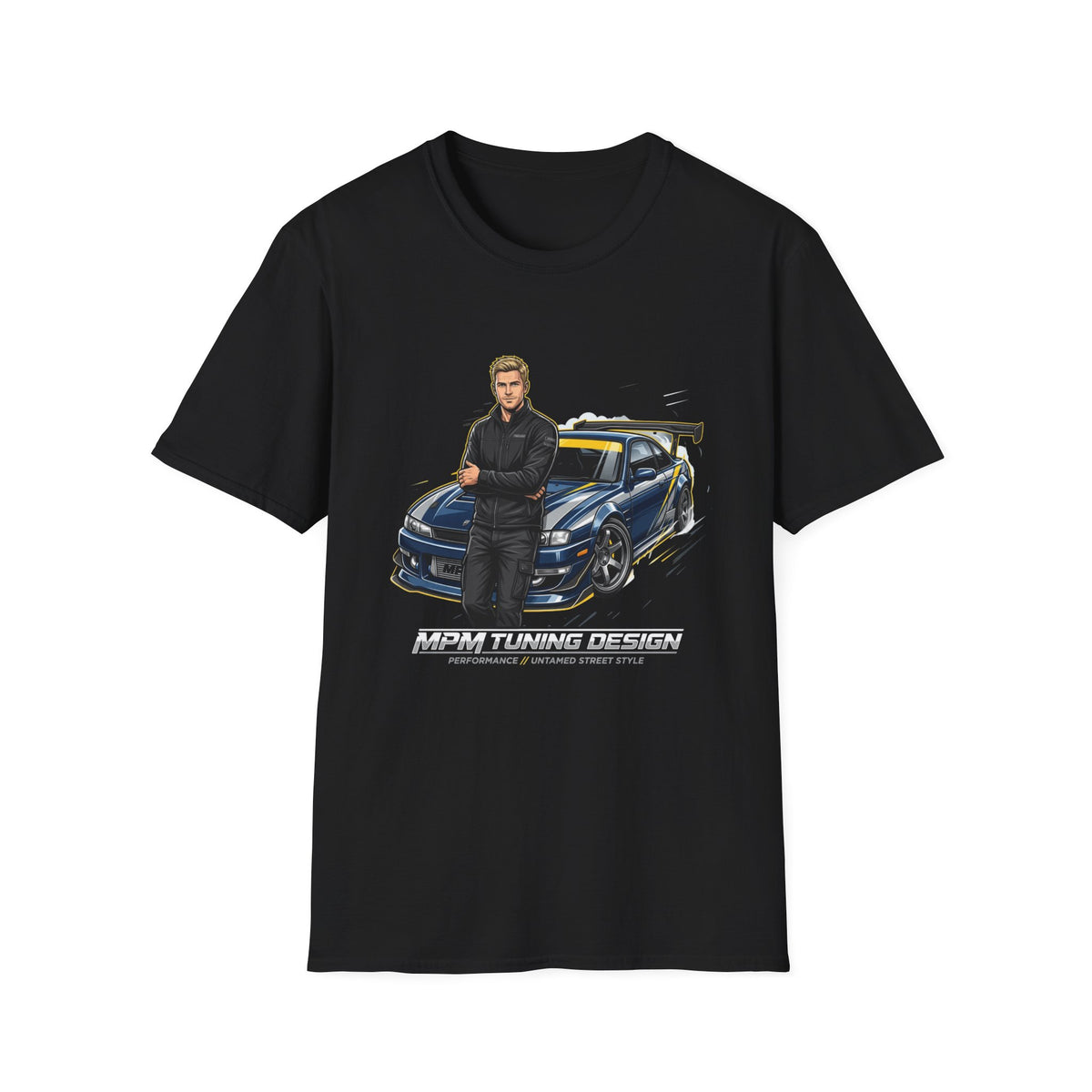 Racing Legend T-Shirt — Illustrated Driver with Performance Sports Car | MPM Tuning Design