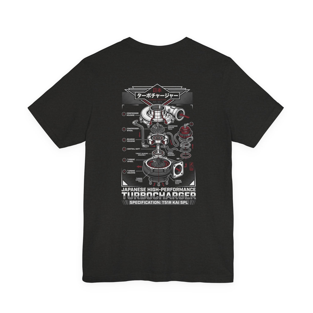 Turbocharger Diagram T-Shirt — Engine Blueprint Graphic Tee | MPM Tuning Design