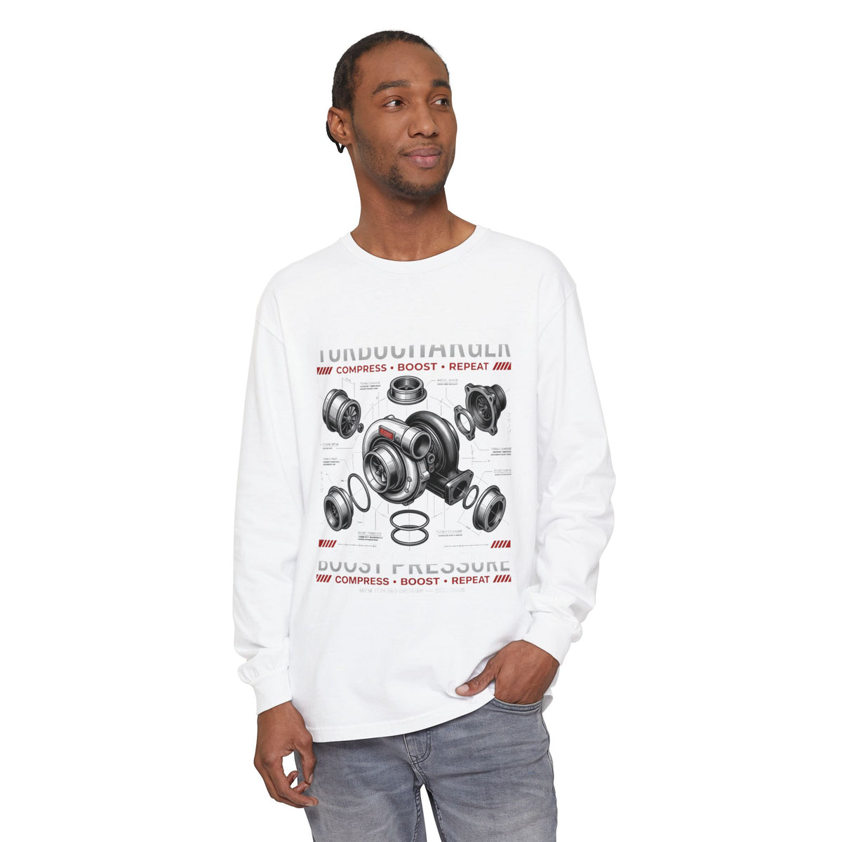 Turbocharger Boost Pressure Long Sleeve Tee — JDM Graphic | MPM Tuning Design
