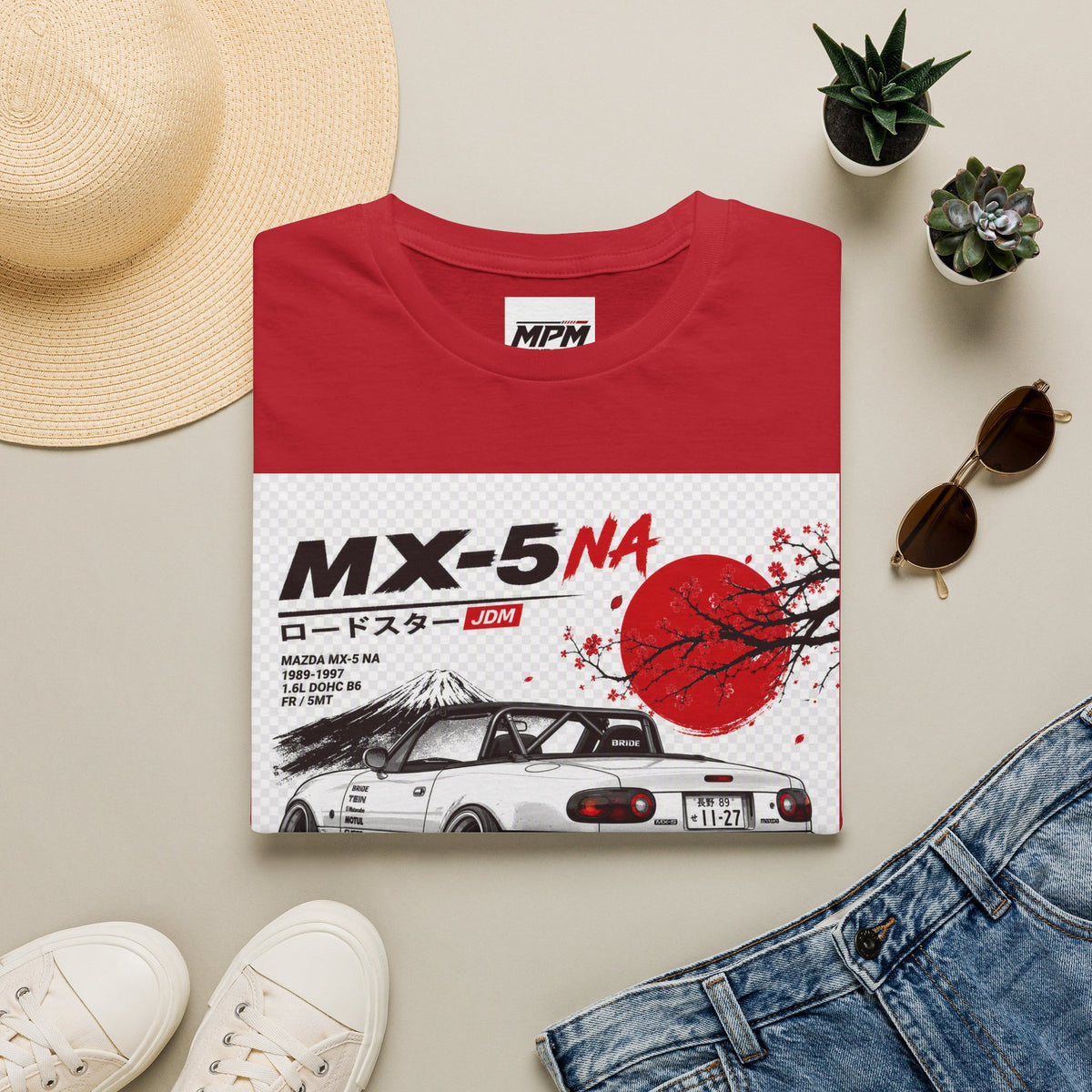Mazda MX-5 NA Retro Racing T-Shirt — Japanese Sun Track Day Tee | MPM Tuning Design