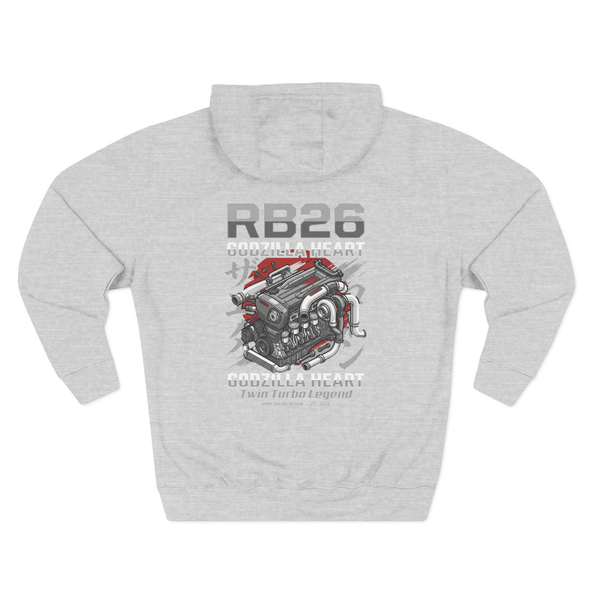 RB26 Engine Illustration Hoodie — JDM Racing Fleece Pullover | MPM Tuning Design