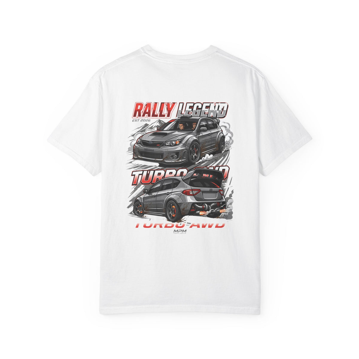 Rally Legend Turbo T-Shirt — Sporty AWD Car Graphic Tee | MPM Tuning Design