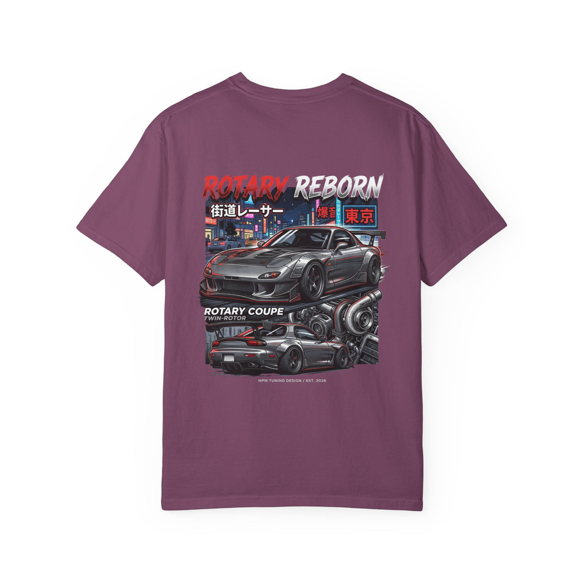 Rotary Coupe Graphic T-Shirt — JDM Tokyo Night Street Racing Tee | MPM Tuning Design