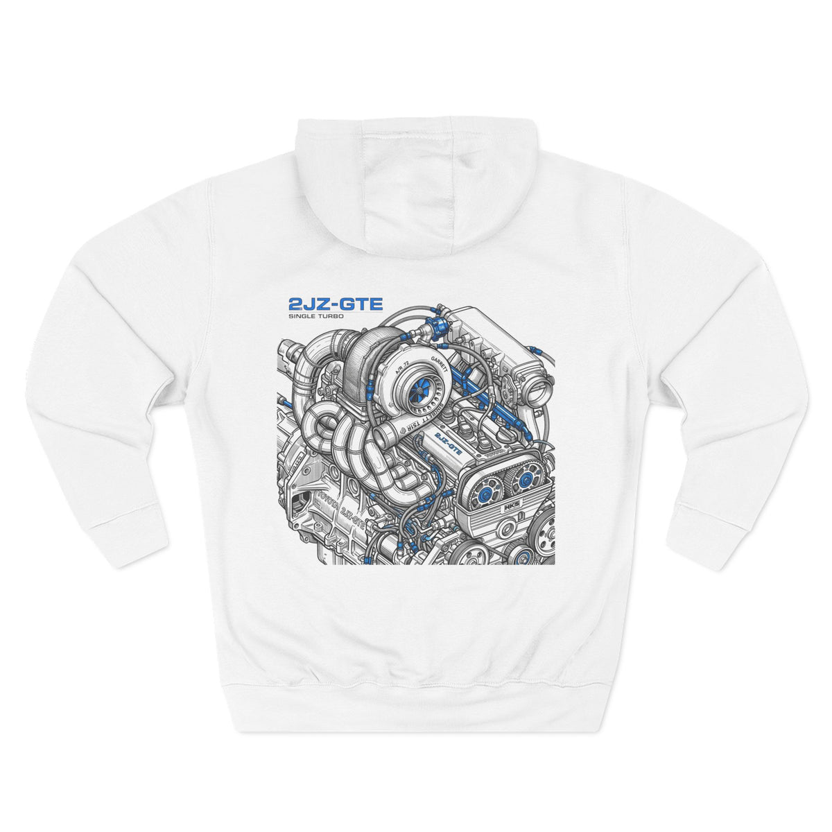 2JZ-GTE Engine Hoodie — Turbo Motor Illustration Fleece | MPM Tuning Design