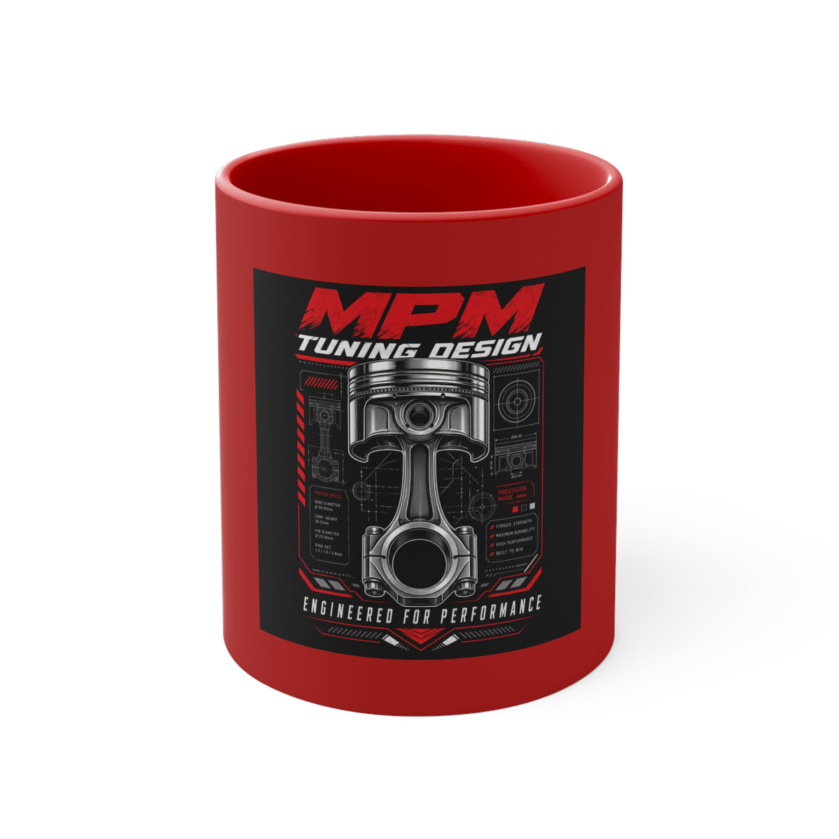 MPM Red Interior Racing Accent Mug — 11oz Automotive Coffee Mug