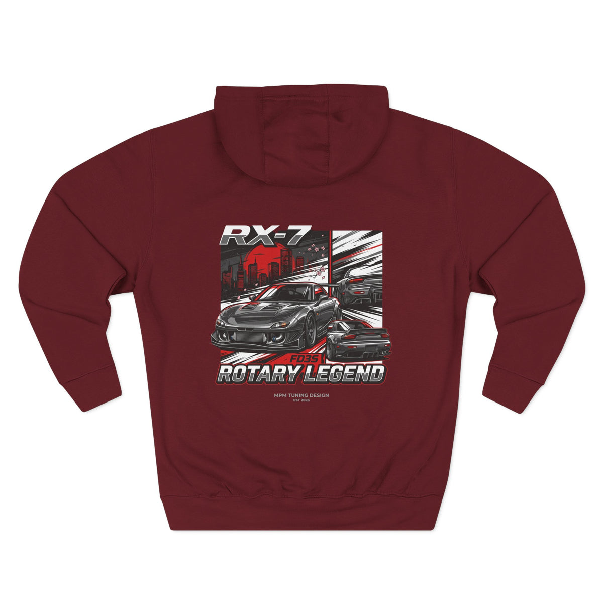 Rotary Legend Graphic Hoodie — JDM Wankel Engine Car Fleece | MPM Tuning Design