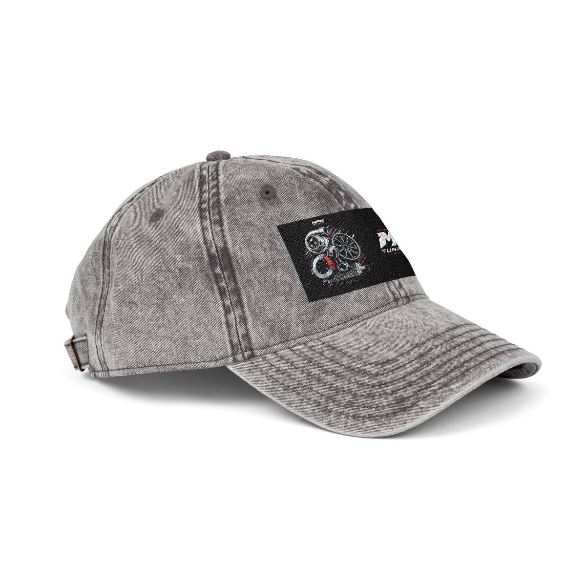 Vintage Embroidered Cap — Distressed Red Dad Hat with MPM Logo | MPM Tuning Design