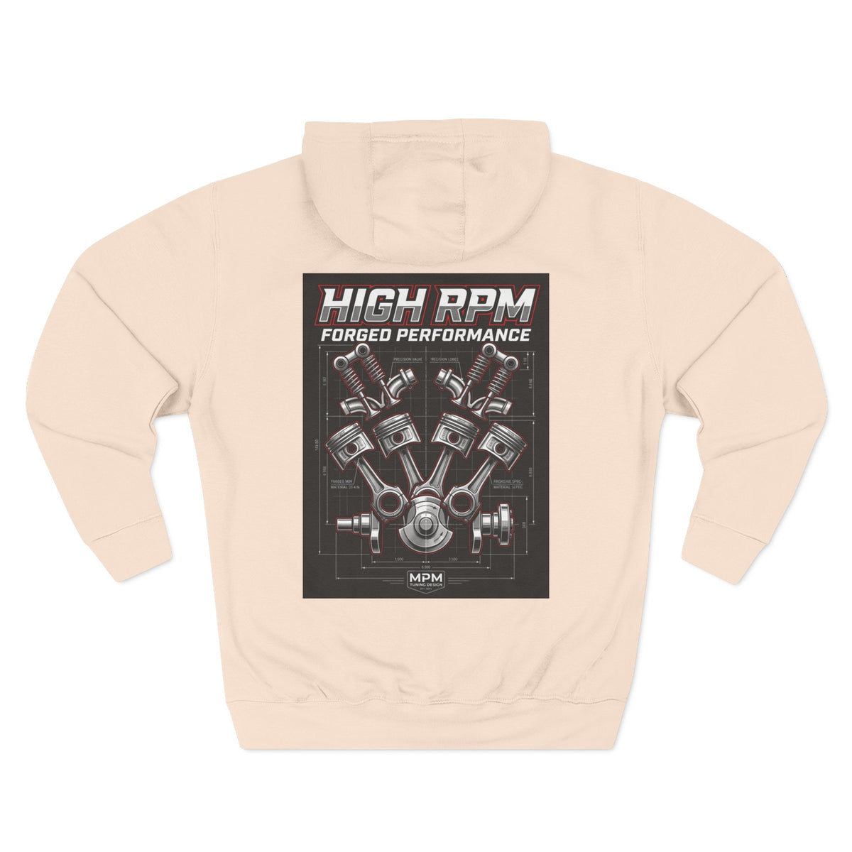 High RPM Hoodie — Forged Performance Engine Graphic Pullover | MPM Tuning Design