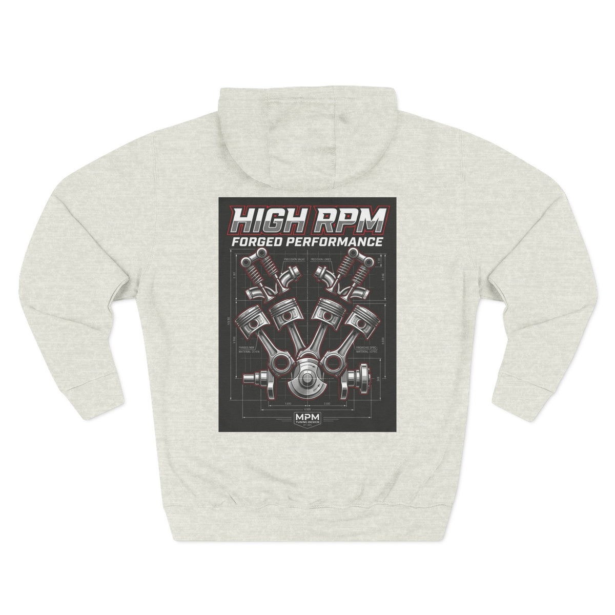 High RPM Hoodie — Forged Performance Engine Graphic Pullover | MPM Tuning Design