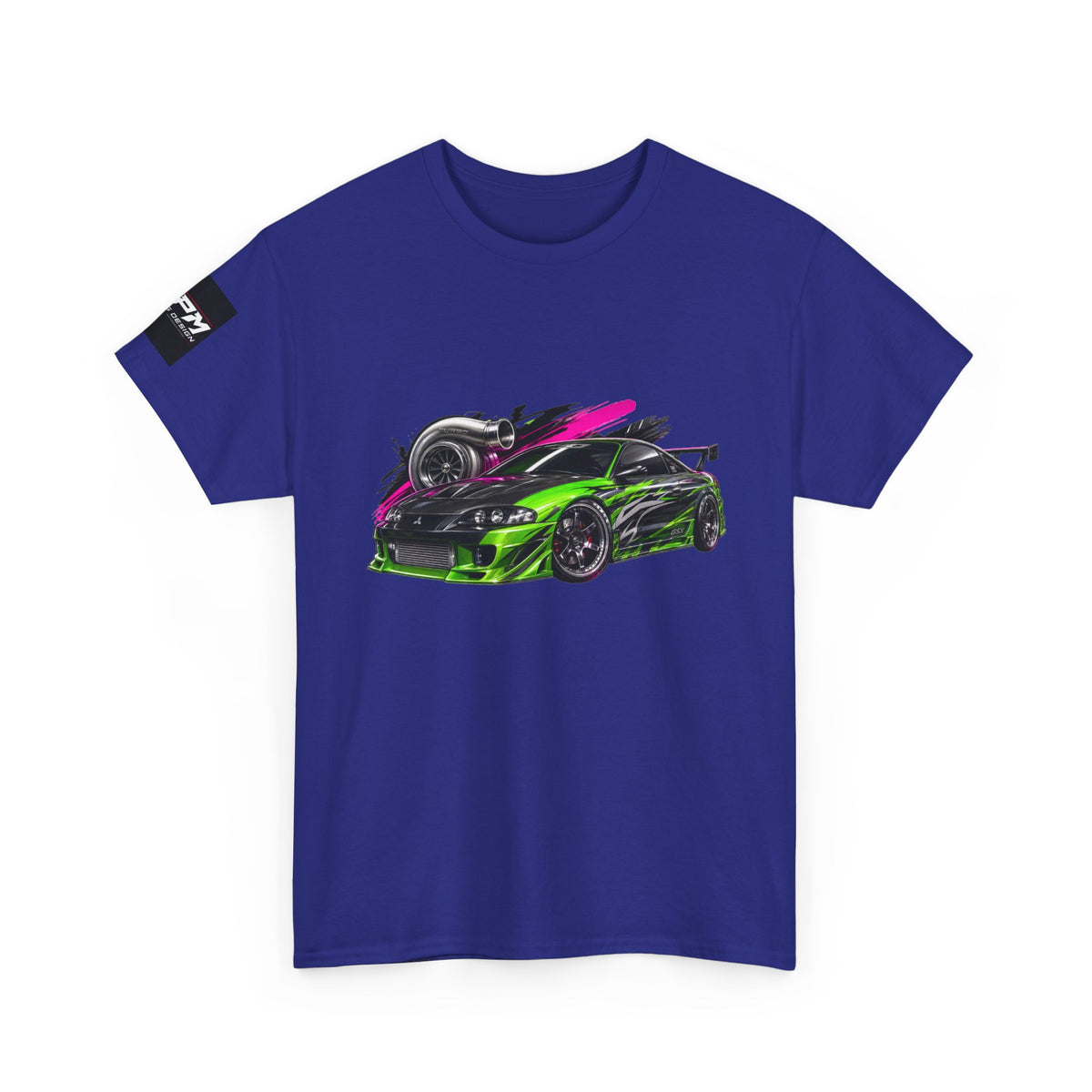 Sportscar Graphic T-Shirt — Neon Green & Pink Drift Car Design | MPM Tuning Design