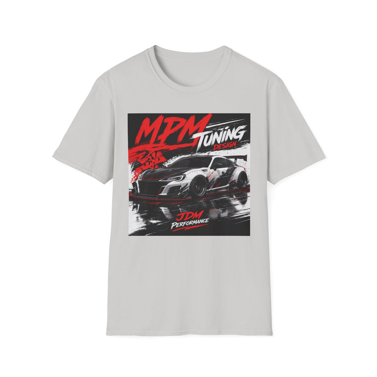 MPM JDM Racing Car Graphic T-Shirt — Red Brushstroke Automotive Tee | MPM Tuning Design