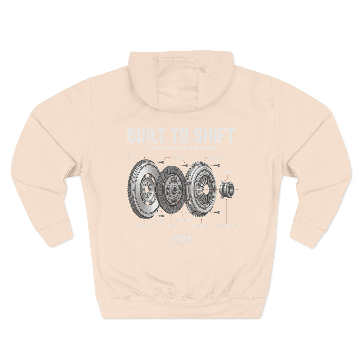 Built to Shift Hoodie — Clutch & Flywheel Mechanic Graphic | MPM Tuning Design