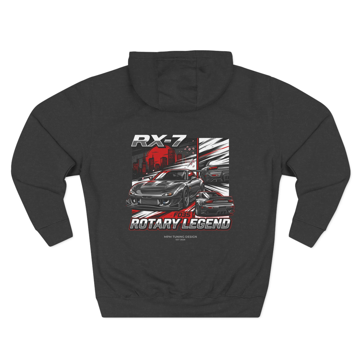 Rotary Legend Graphic Hoodie — JDM Wankel Engine Car Fleece | MPM Tuning Design