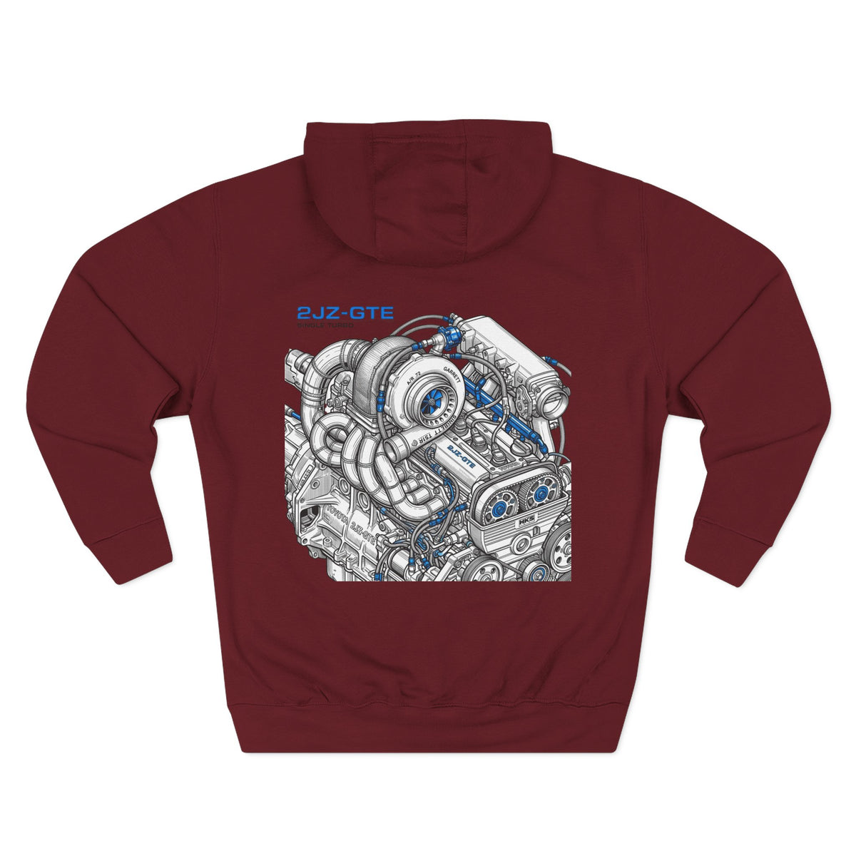 2JZ-GTE Engine Hoodie — Turbo Motor Illustration Fleece | MPM Tuning Design