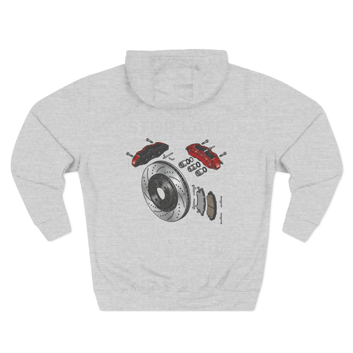 Brake System Hoodie — Stop Late Automotive Graphic Fleece | MPM Tuning Design