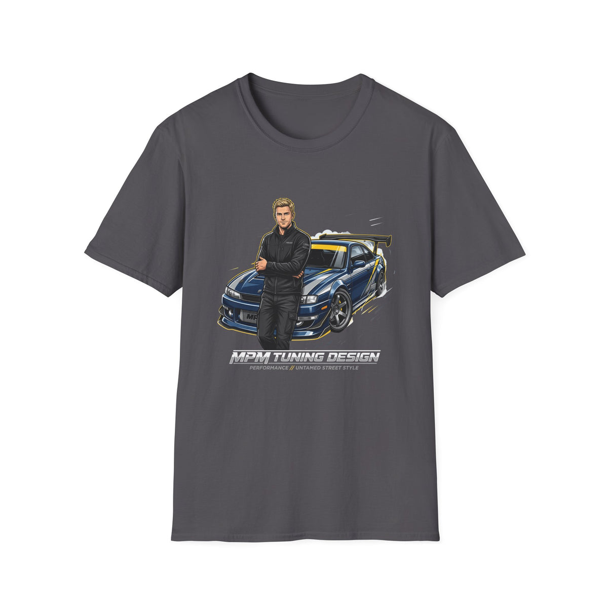 Racing Legend T-Shirt — Illustrated Driver with Performance Sports Car | MPM Tuning Design