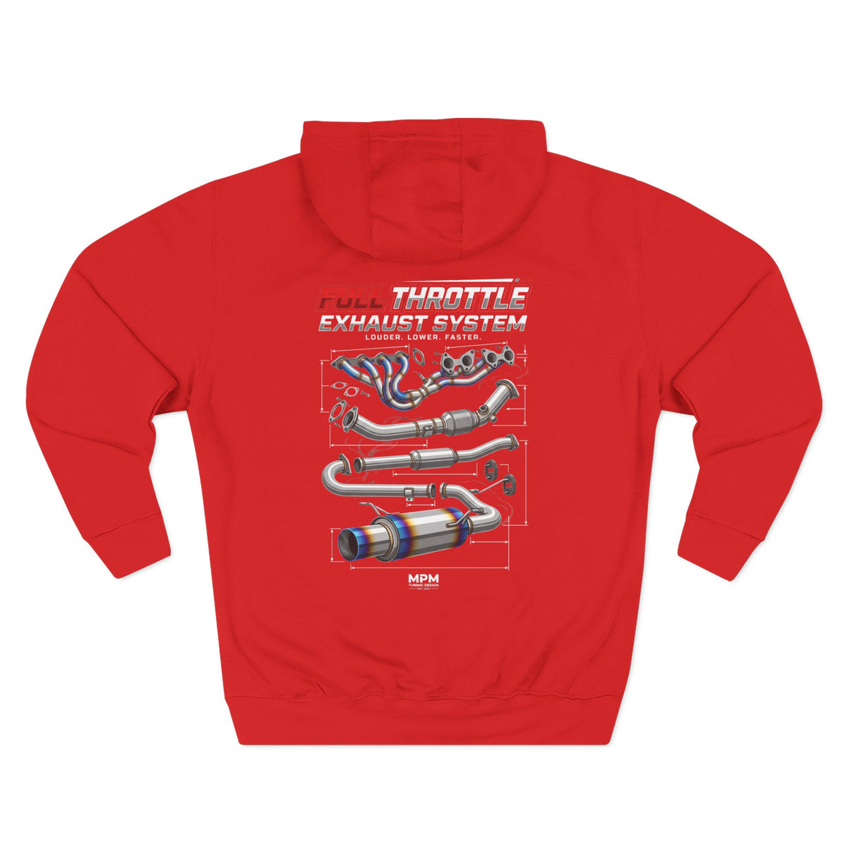 Exhaust System Diagram Hoodie — Full Titanium Car Parts Fleece | MPM Tuning Design