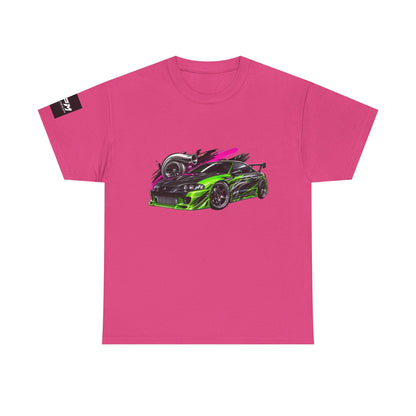 Sportscar Graphic T-Shirt — Neon Green &amp; Pink Drift Car Design | MPM Tuning Design