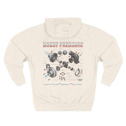 Boost Pressure Turbo Diagram Hoodie — JDM Fleece Pullover | MPM Tuning Design