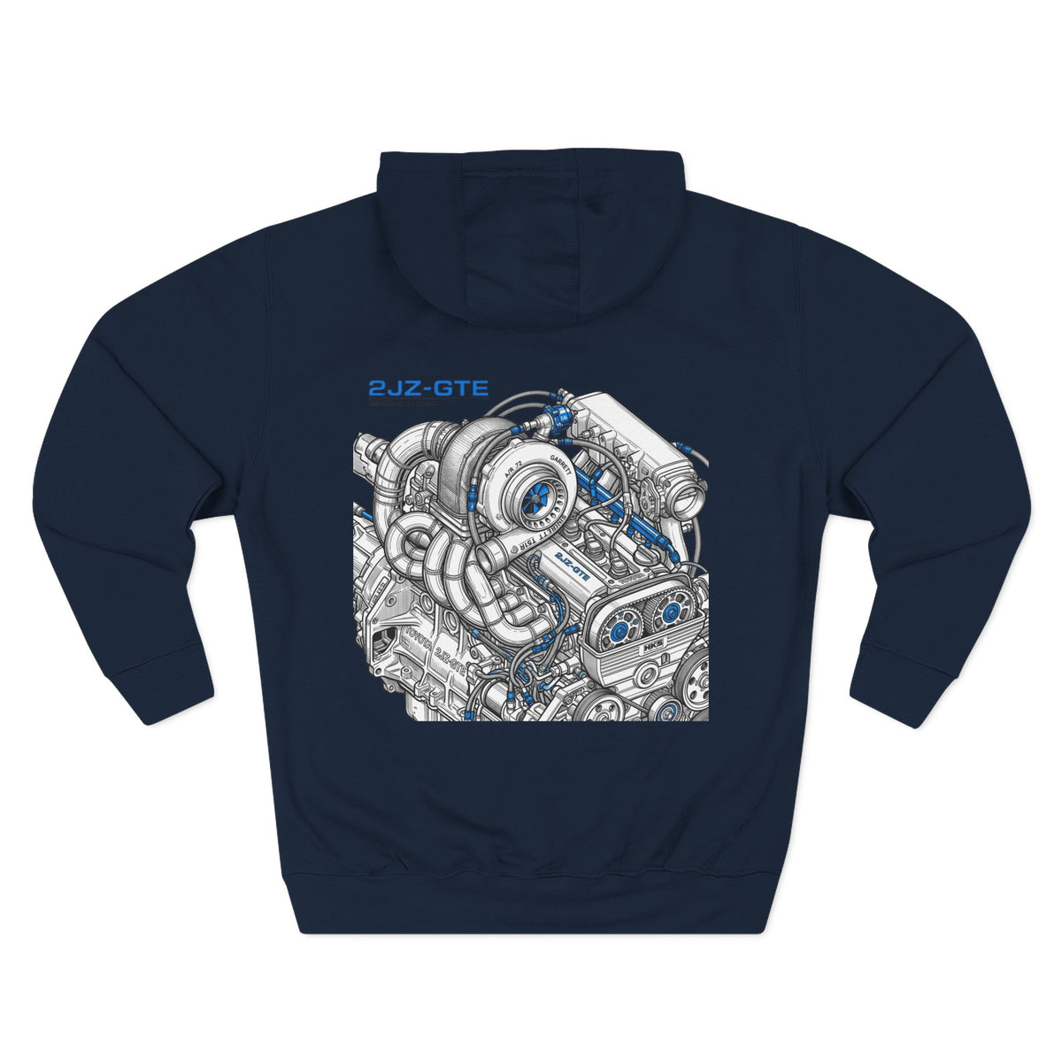 2JZ-GTE Engine Hoodie — Turbo Motor Illustration Fleece | MPM Tuning Design