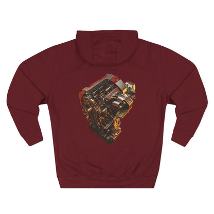 Engine Heart Hoodie — JDM Automotive Streetwear White Fleece | MPM Tuning Design