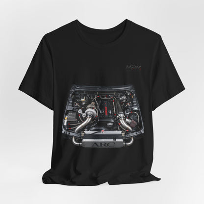 Engine Bay Graphic Tee — Twin-Turbo Motor Illustration T-Shirt | MPM Tuning Design