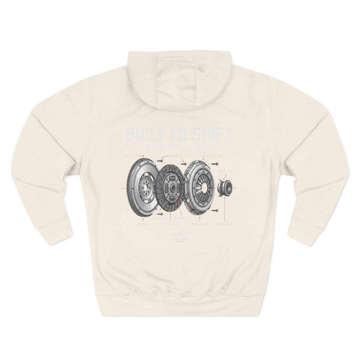 Built to Shift Hoodie — Clutch &amp; Flywheel Mechanic Graphic | MPM Tuning Design