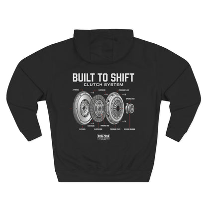 Built to Shift Hoodie — Clutch &amp; Flywheel Mechanic Graphic | MPM Tuning Design