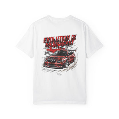 Mitsubishi Evolution IX Rally Beast T-Shirt — 4G63 Turbo JDM Graphic Tee | MPM Tuning Design