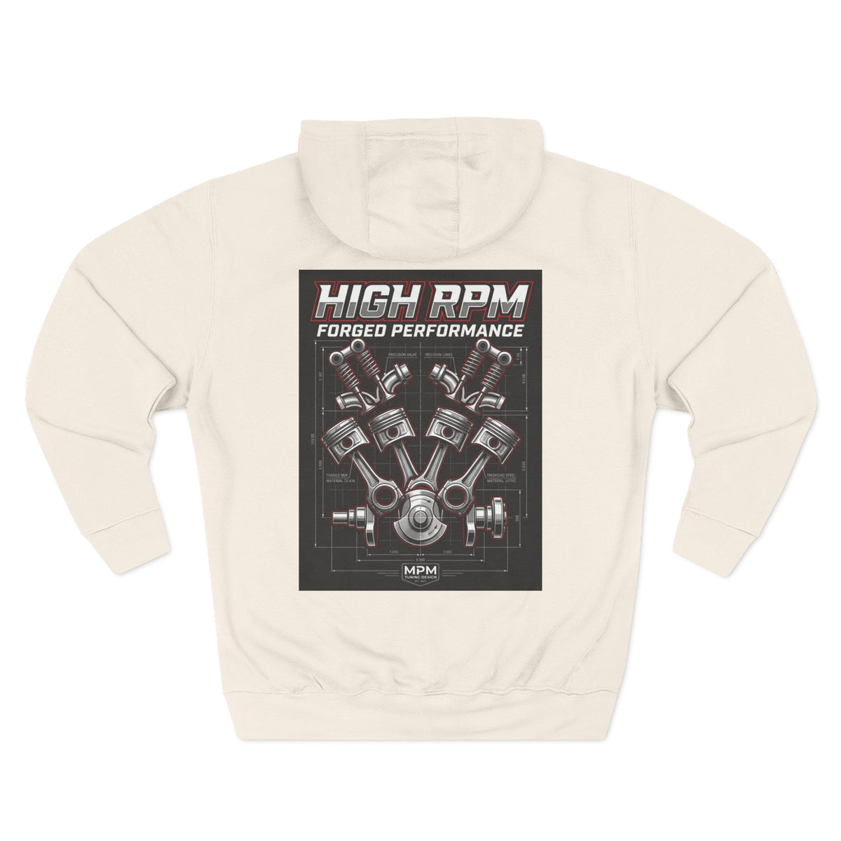High RPM Hoodie — Forged Performance Engine Graphic Pullover | MPM Tuning Design