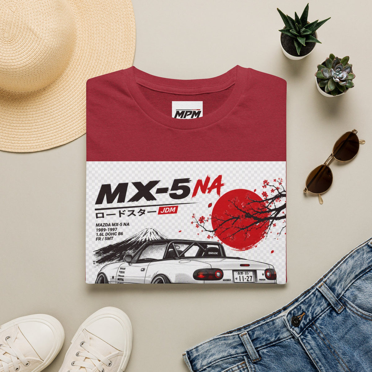 Mazda MX-5 NA Retro Racing T-Shirt — Japanese Sun Track Day Tee | MPM Tuning Design