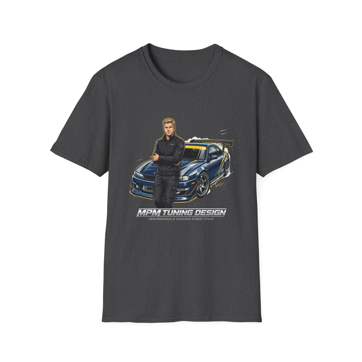 Racing Legend T-Shirt — Illustrated Driver with Performance Sports Car | MPM Tuning Design