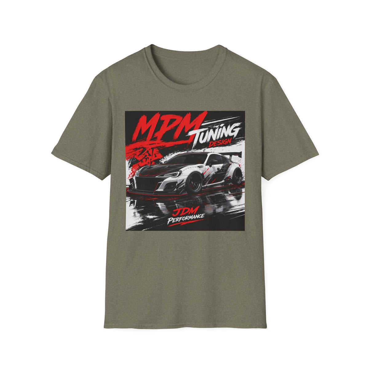 MPM JDM Racing Car Graphic T-Shirt — Red Brushstroke Automotive Tee | MPM Tuning Design