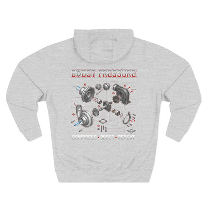 Boost Pressure Turbo Diagram Hoodie — JDM Fleece Pullover | MPM Tuning Design