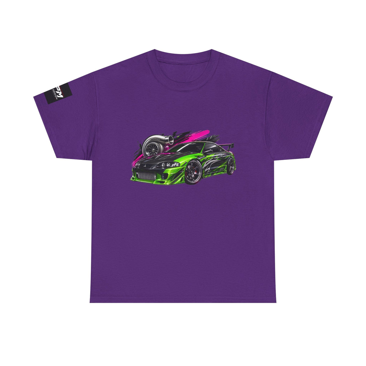 Sportscar Graphic T-Shirt — Neon Green &amp; Pink Drift Car Design | MPM Tuning Design