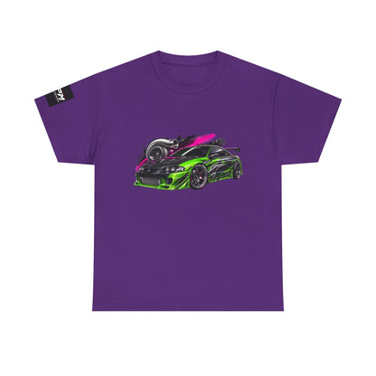 Sportscar Graphic T-Shirt — Neon Green &amp; Pink Drift Car Design | MPM Tuning Design