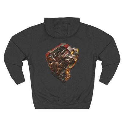 Engine Heart Hoodie — JDM Automotive Streetwear White Fleece | MPM Tuning Design