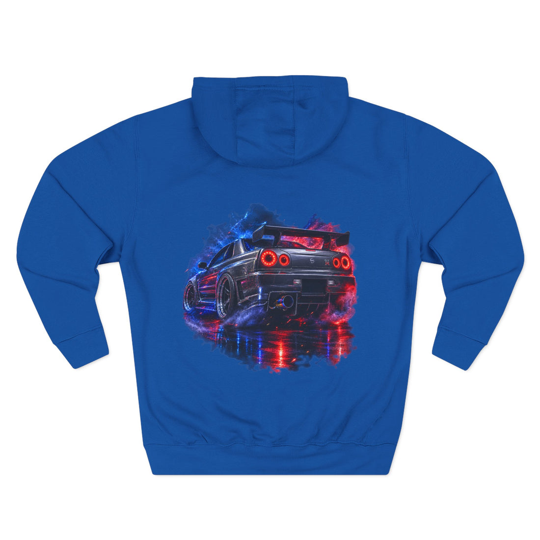 Racing Skyline Hoodie — Neon Drift Car Graphic Fleece Hoodie