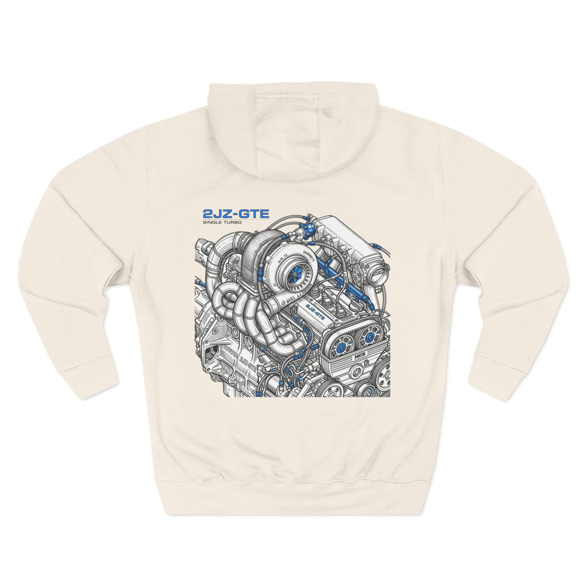 2JZ-GTE Engine Hoodie — Turbo Motor Illustration Fleece | MPM Tuning Design