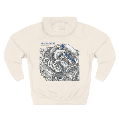 2JZ-GTE Engine Hoodie — Turbo Motor Illustration Fleece | MPM Tuning Design