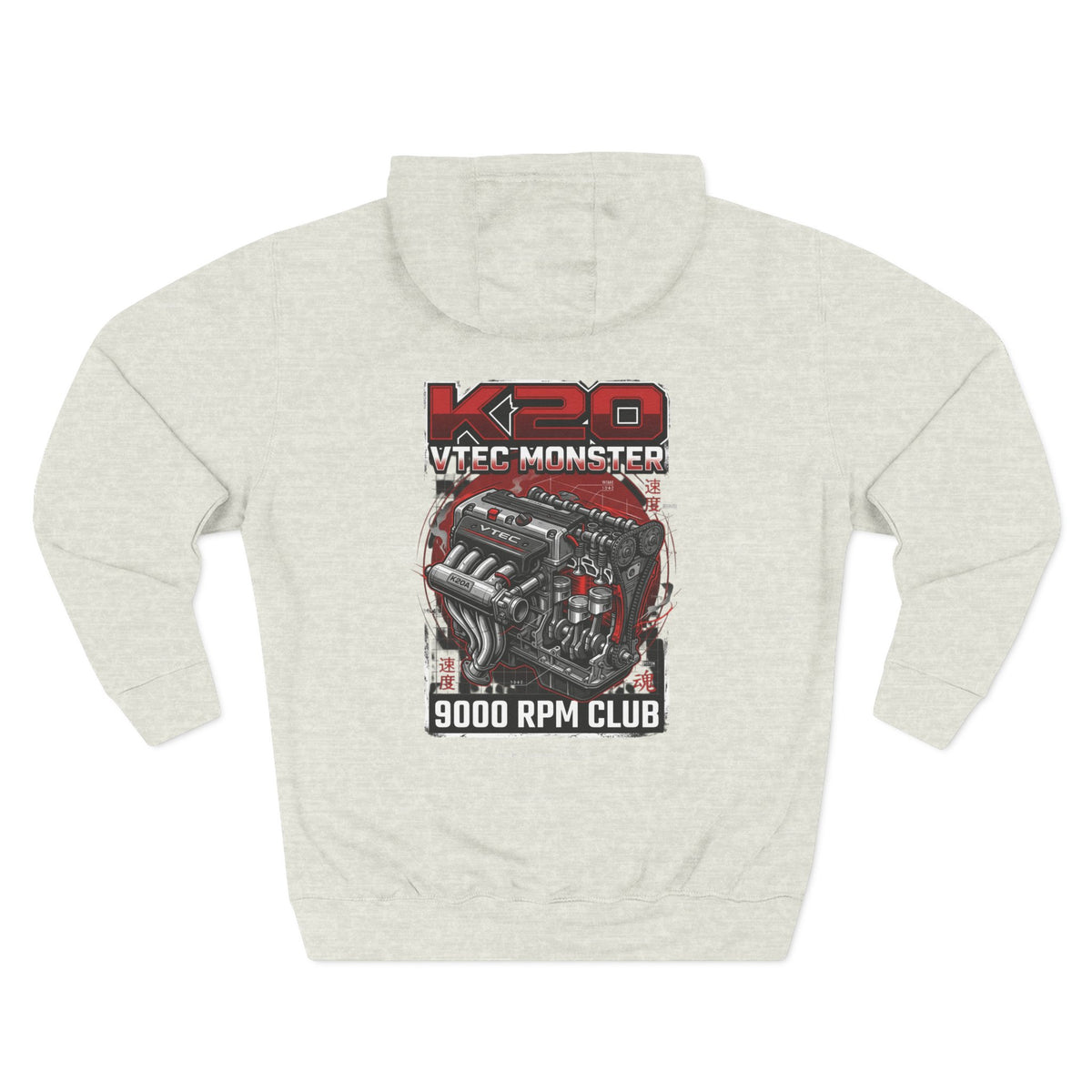 K20 VTEC Monster Hoodie — 9000 RPM Club Graphic Fleece | MPM Tuning Design