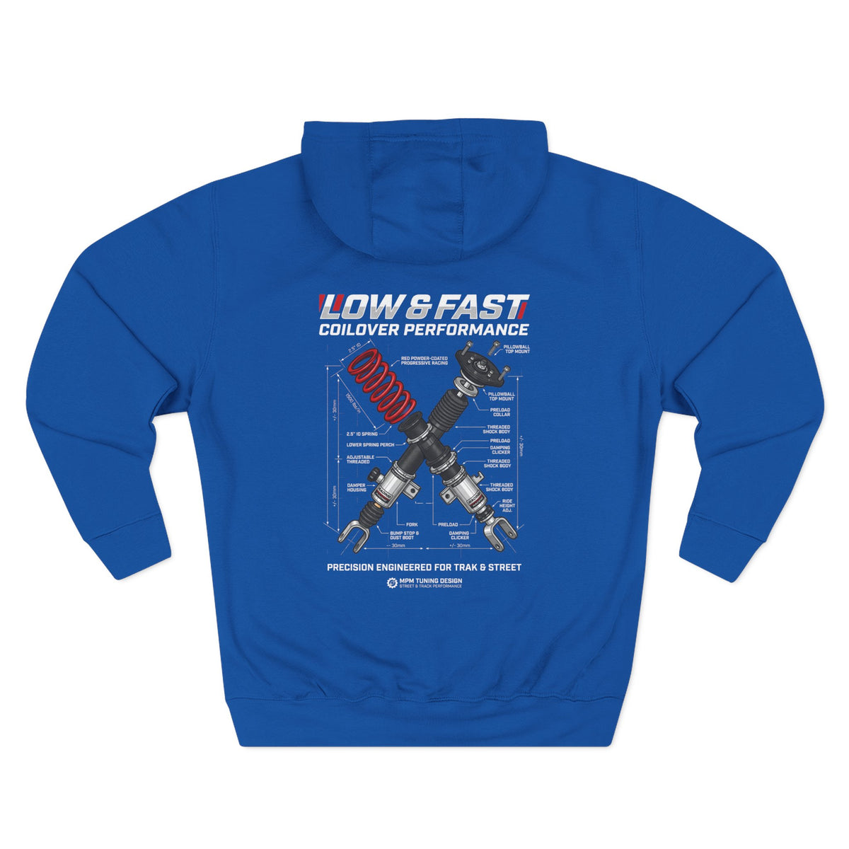 Auto Coil &amp; Strut Hoodie — Racing Suspension Graphic Fleece | MPM Tuning Design