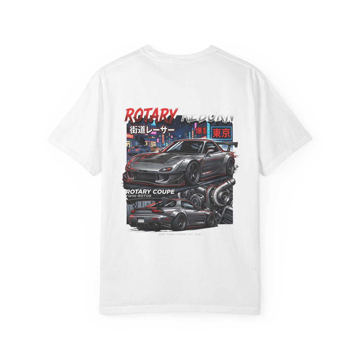 Rotary Coupe Graphic T-Shirt — JDM Tokyo Night Street Racing Tee | MPM Tuning Design