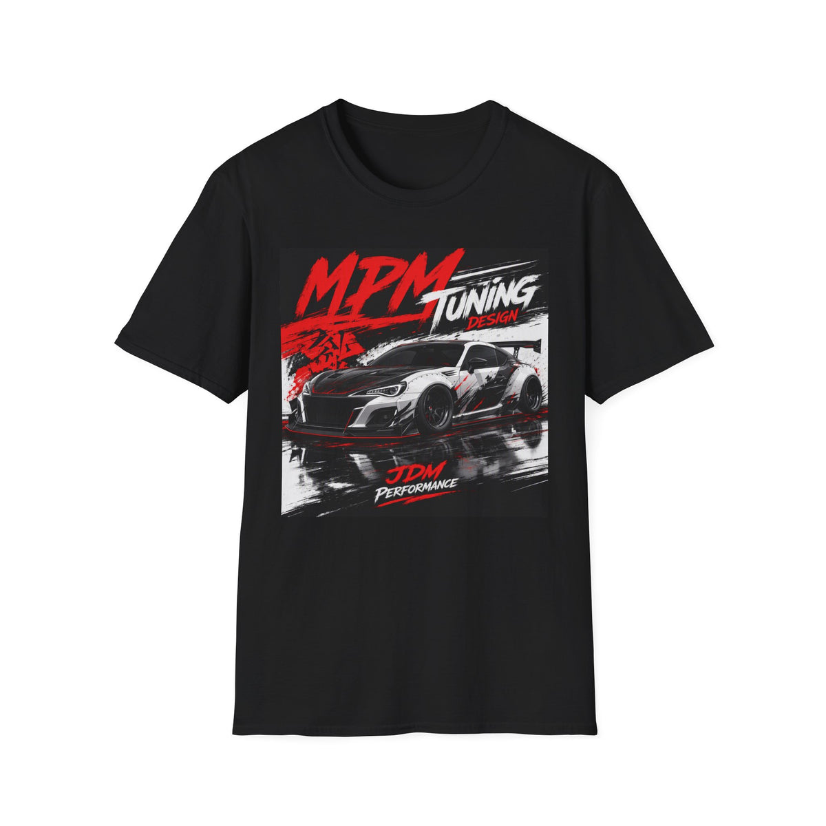 MPM JDM Racing Car Graphic T-Shirt — Red Brushstroke Automotive Tee | MPM Tuning Design