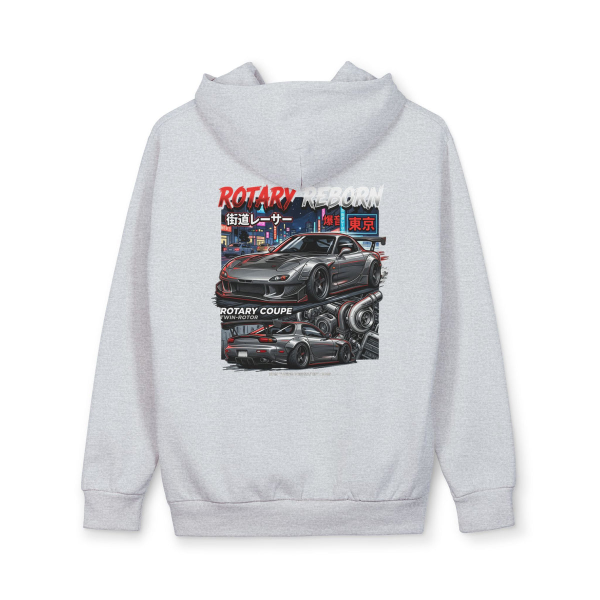 Street Racing Hoodie — Rotary Coupe Japanese Nightscape Graphic | MPM Tuning Design