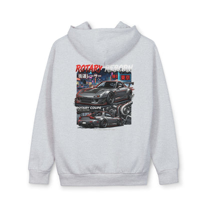 Street Racing Hoodie — Rotary Coupe Japanese Nightscape Graphic | MPM Tuning Design