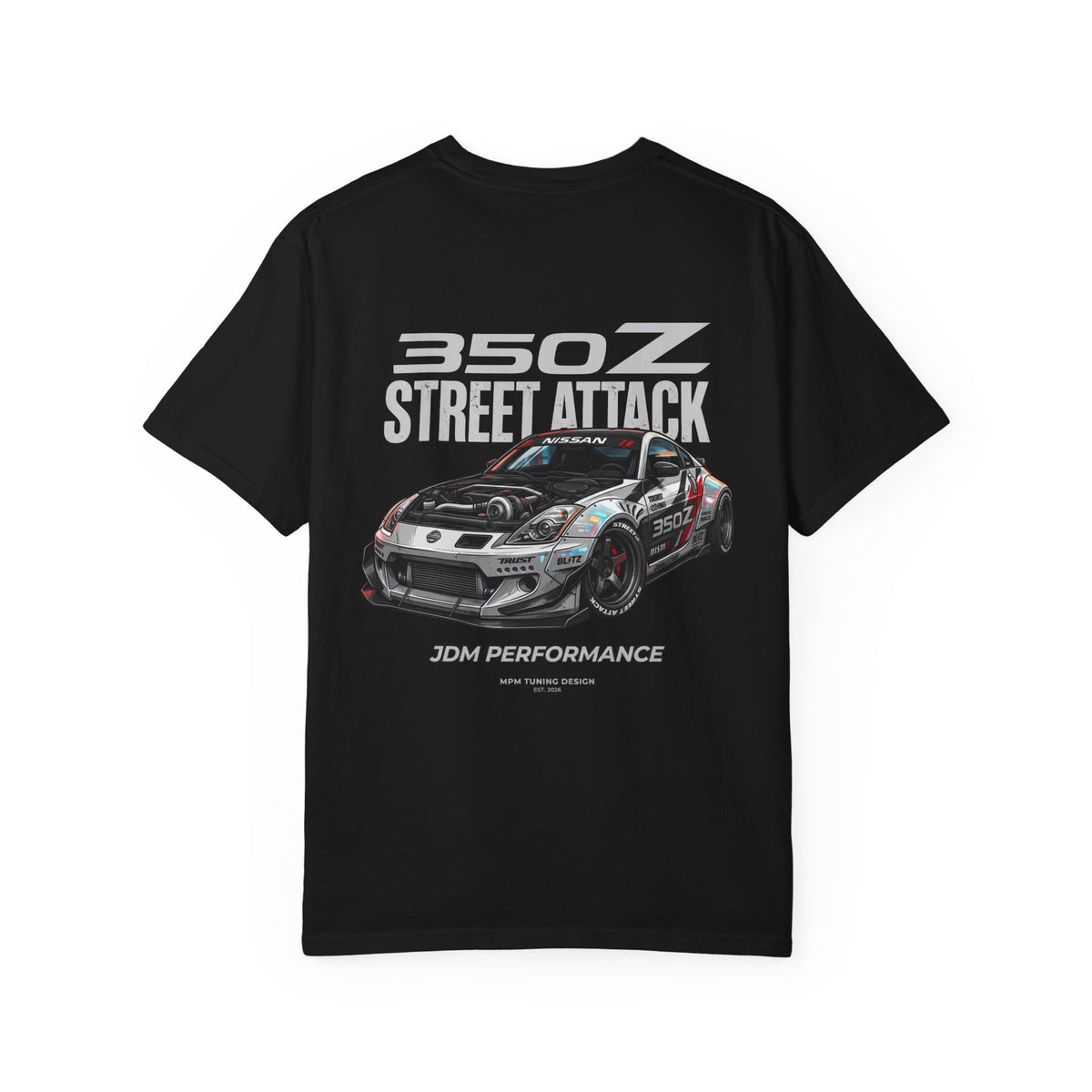Nissan 350Z Street Attack T-Shirt — JDM Racing Car Graphic Tee | MPM Tuning Design