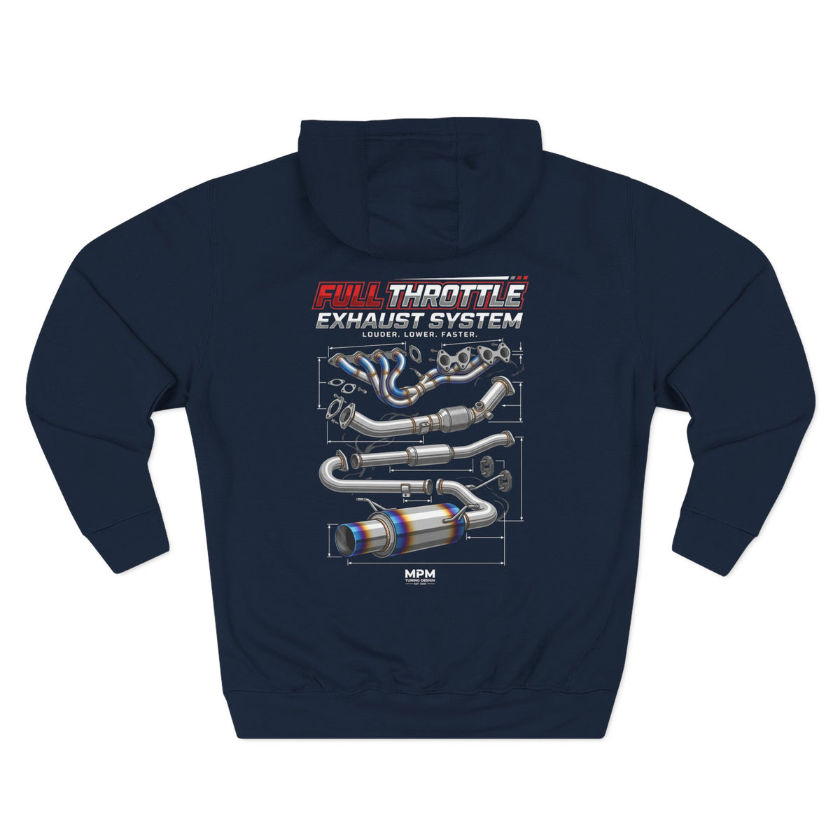 Exhaust System Diagram Hoodie — Full Titanium Car Parts Fleece | MPM Tuning Design